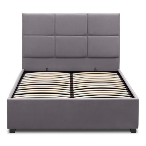 Κρεβάτι Kingston  βελούδινο με αποθηκευτικό χώρο χρώμα γκρι 120x200εκ.