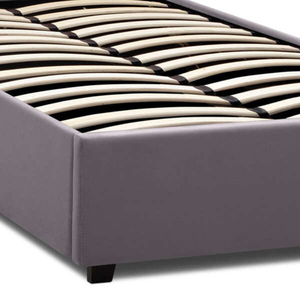 Κρεβάτι Kingston  βελούδινο με αποθηκευτικό χώρο χρώμα γκρι 120x200εκ.