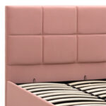 Κρεβάτι Kingston  βελούδινο με αποθηκευτικό χώρο χρώμα melon pink 100x200εκ.