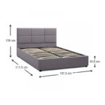 Κρεβάτι Kingston  βελούδινο με αποθηκευτικό χώρο χρώμα γκρι 150x200εκ.