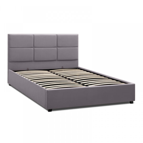 Κρεβάτι Kingston  βελούδινο χρώμα γκρι 150x200εκ.