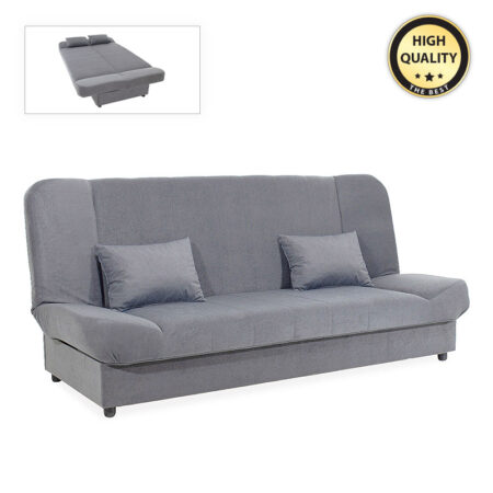 Kαναπές - κρεβάτι Tiko PLUS  τριθέσιος με αποθηκευτικό χώρο και ύφασμα σε γκρι 200x90x96εκ.