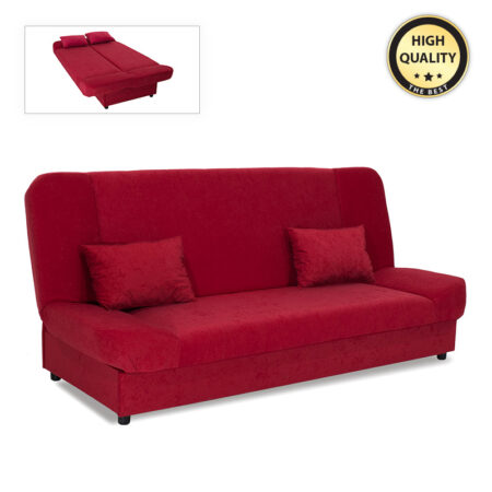 Kαναπές - κρεβάτι Tiko PLUS  τριθέσιος με αποθηκευτικό χώρο και ύφασμα σε κόκκινο 200x90x96εκ.