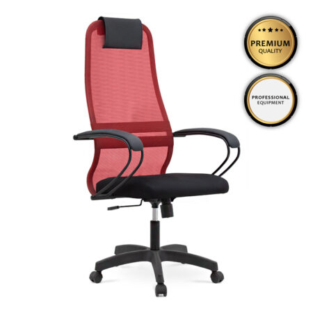 Καρέκλα γραφείου Prince  με ύφασμα Mesh χρώμα κόκκινο - μαύρο 66,5x70x123/133εκ.