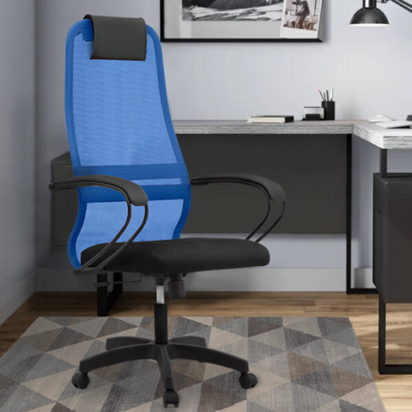 Καρέκλα γραφείου Prince  με ύφασμα Mesh χρώμα μπλε - μαύρο 66,5x70x123/133εκ.