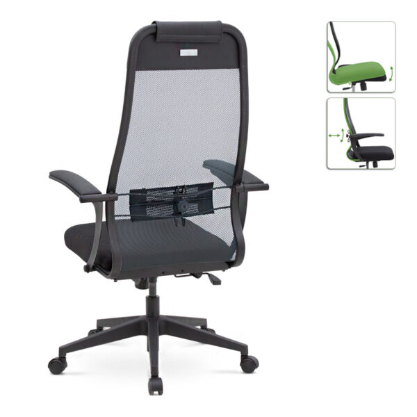 Καρέκλα γραφείου εργονομική Antonio  με ύφασμα Mesh μαύρο - γκρι 66,5x70x111,8/133εκ.
