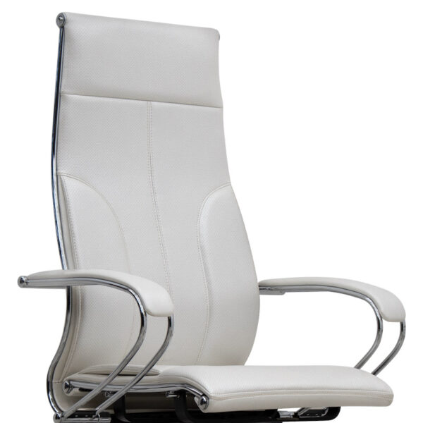 Καρέκλα γραφείου εργονομική Samurai-6  από τεχνόδερμα σε γυαλιστερό λευκό 70x70x124/134εκ.