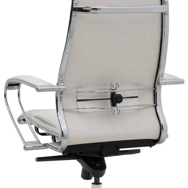 Καρέκλα γραφείου εργονομική Samurai-6  από τεχνόδερμα σε γυαλιστερό λευκό 70x70x124/134εκ.