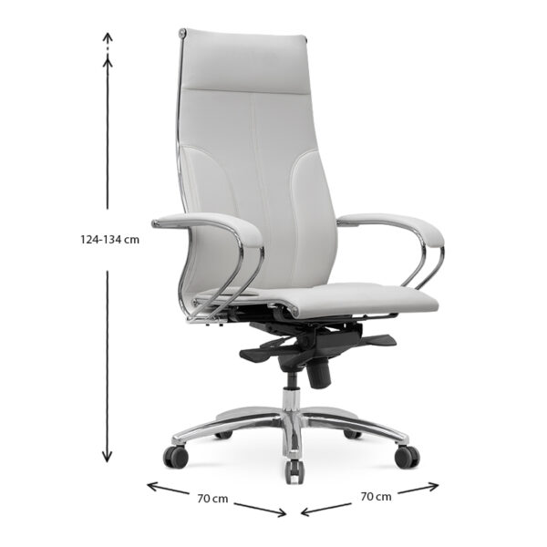 Καρέκλα γραφείου εργονομική Samurai-6  από τεχνόδερμα σε λευκό 70x70x124/134εκ.