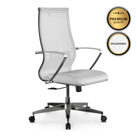 Καρέκλα γραφείου B2-163K  εργονομική με ύφασμα Mesh και τεχνόδερμα χρώμα λευκό 58x70x103/117εκ.