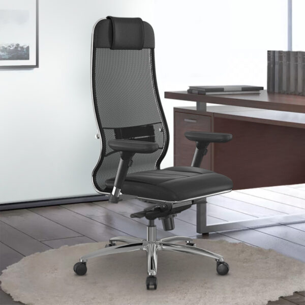 Καρέκλα γραφείου Samurai L1-2D  εργονομική με ύφασμα TS Mesh και τεχνόδερμα χρώμα μαύρο 69x70x122/130εκ.
