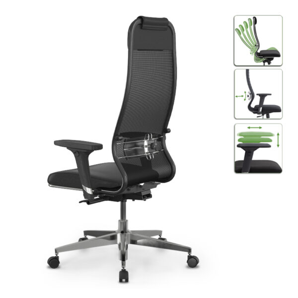 Καρέκλα γραφείου Synchrosit-10  εργονομική με διπλό ύφασμα Mesh και τεχνόδερμα χρώμα μαύρο 65x70x121/134εκ.