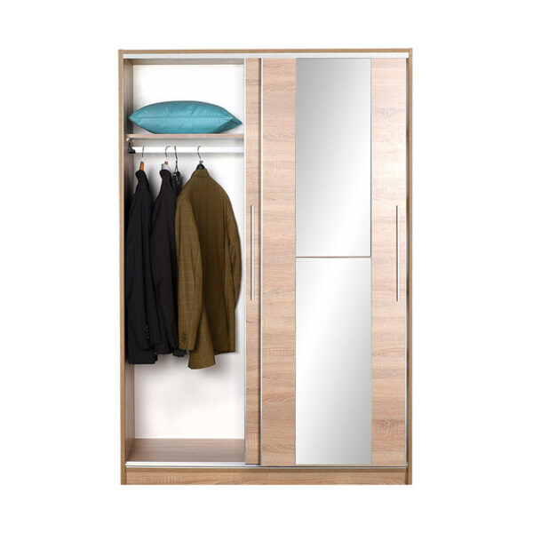 Ντουλάπα ρούχων Slide  συρόμενη με καθρέφτη σε χρώμα sonoma 120x52x182εκ.