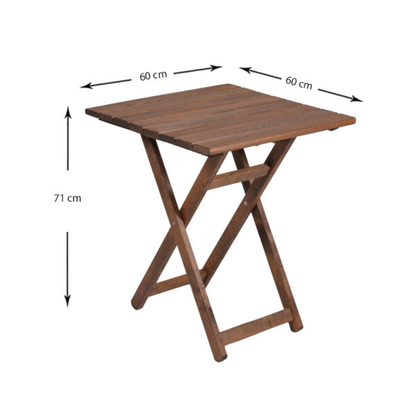 Τραπέζι πτυσσόμενο Klara  από ξύλο οξιάς σε χρώμα καρυδί εμποτισμού 60x60x71εκ.