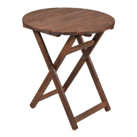 Τραπέζι πτυσσόμενο Klara  από ξύλο οξιάς σε χρώμα καρυδί εμποτισμού Ø60x71εκ.