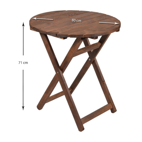 Τραπέζι πτυσσόμενο Klara  από ξύλο οξιάς σε χρώμα καρυδί εμποτισμού Ø80x71εκ. 