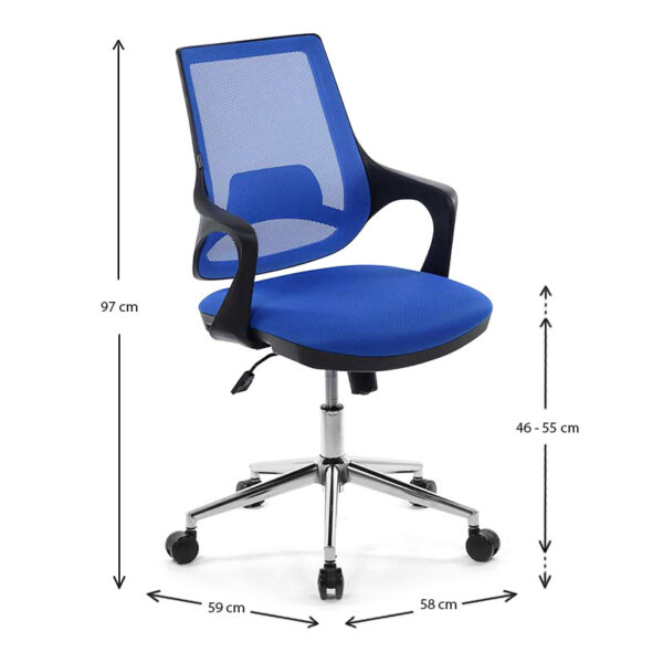 Καρέκλα εργασίας Skagen Metal  υφασμάτινη χρώμα μπλε 58x59x97εκ.