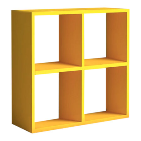 Βιβλιοθήκη Cube  από μελαμίνη χρώμα κίτρινο 60x23x60εκ.