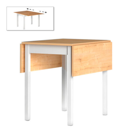 Τραπέζι Katlanir  επεκτεινόμενο μεταλλικό - μελαμίνης χρώμα oak - λευκό 59x78x75 - 117x78x75εκ.