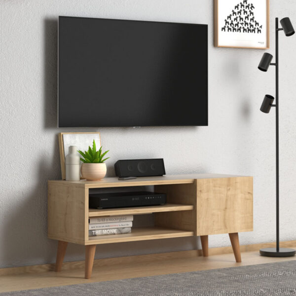 Έπιπλο τηλεόρασης Porto  από μελαμίνη χρώμα oak 90x32x42εκ.