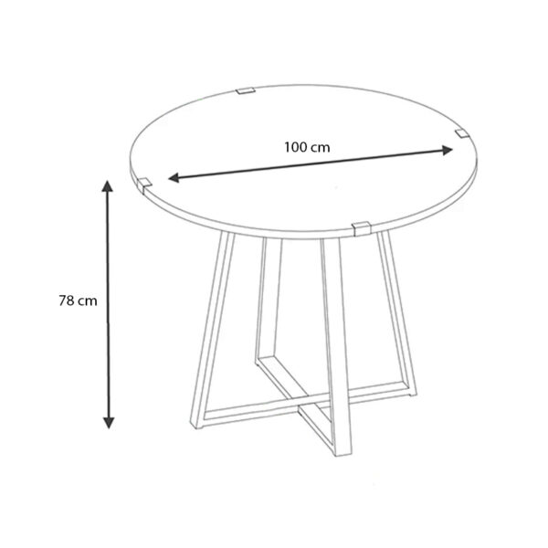 Τραπέζι Rubes  μεταλλικό - μελαμίνης χρώμα sonoma - ανθρακί 100x100x78εκ.