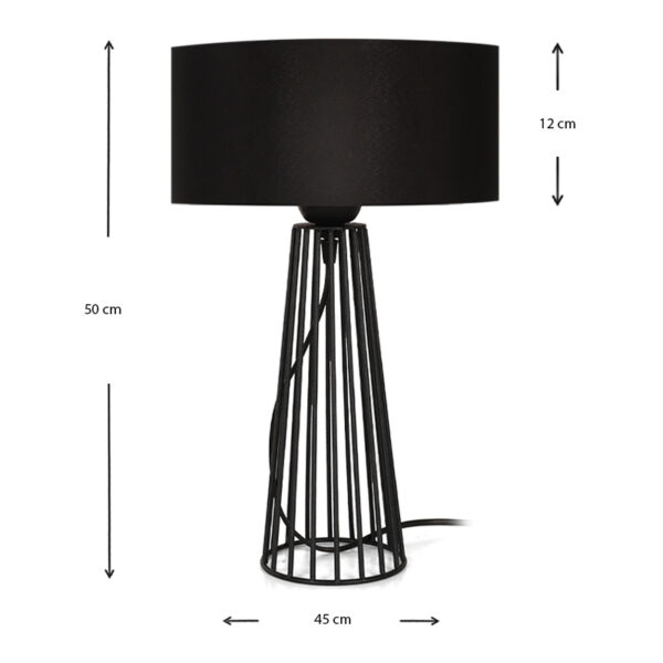 Φωτιστικό επιτραπέζιο Filip  E27 μεταλλικό - υφασμάτινο χρώμα μαύρο 25x25x45εκ.