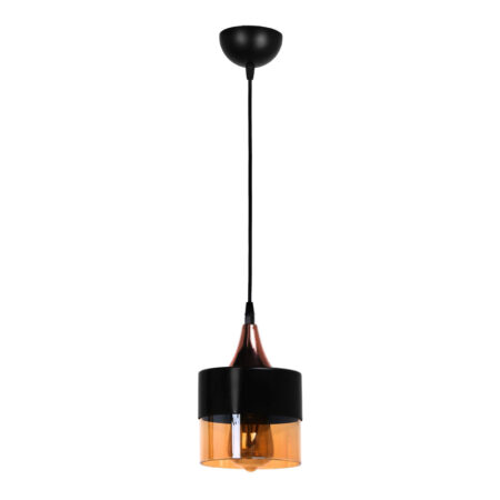 Φωτιστικό οροφής Roxy  E27 μεταλλικό - γυάλινο μονόφωτο χρώμα μαύρο 16x16x65εκ.