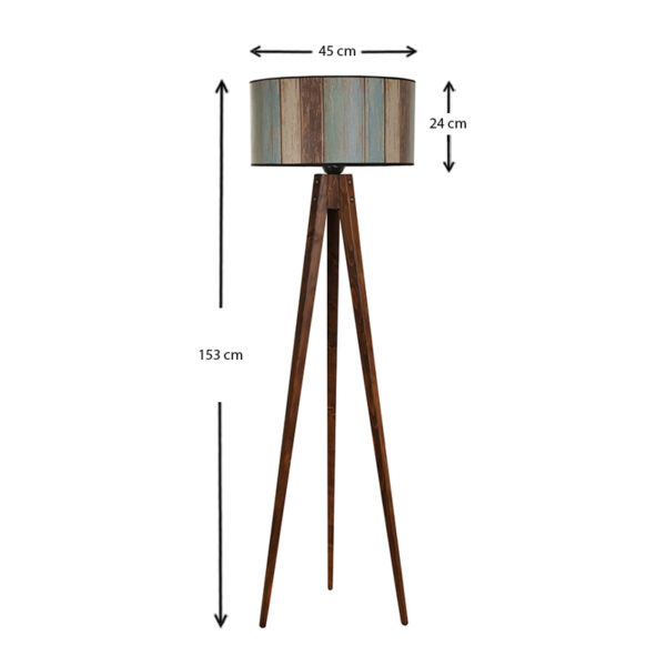 Φωτιστικό δαπέδου Nadine  ξύλο/ύφασμα PVC χρώμα καρυδί - πολύχρωμο 50x45x153εκ.