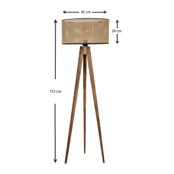 Φωτιστικό δαπέδου Woodio  ξύλινο - ρατάν χρώμα καπνιστή καρυδιά - φυσικό 50x45x153εκ.