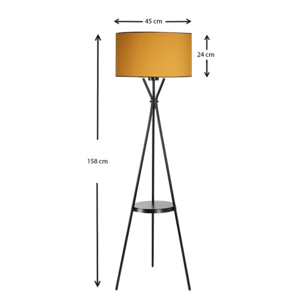 Φωτιστικό δαπέδου Augustine  μέταλλο/ύφασμα PVC χρώμα μαύρο - μουσταρδί 50x45x158εκ.