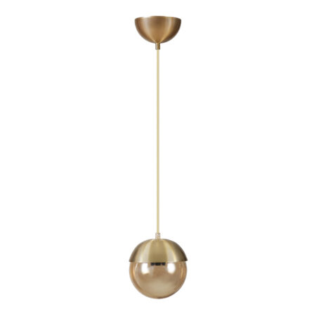 Φωτιστικό οροφής Lauren  E27 μεταλλικό - γυάλινο μονόφωτο χρώμα χρυσό 15x15x70εκ.