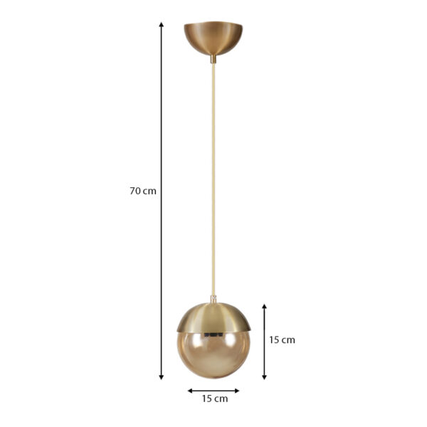 Φωτιστικό οροφής Lauren  E27 μεταλλικό - γυάλινο μονόφωτο χρώμα χρυσό 15x15x70εκ.