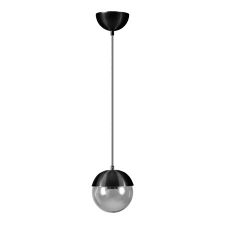Φωτιστικό οροφής Lauren  E27 μεταλλικό - γυάλινο μονόφωτο χρώμα μαύρο 15x15x70εκ.