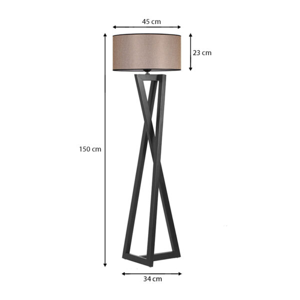 Φωτιστικό δαπέδου Grace  ξύλο/ύφασμα χρώμα μαύρο - μόκα 45x45x150εκ.