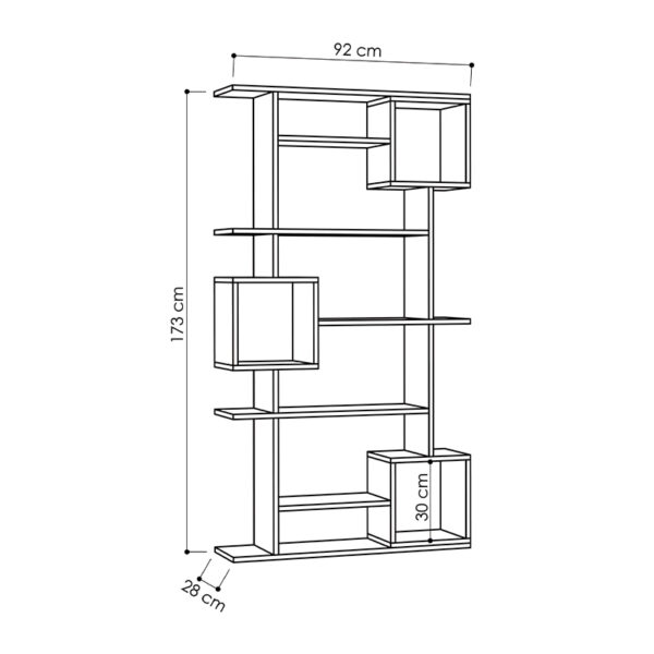 Βιβλιοθήκη μελαμίνης Soto  χρώμα ανθρακί 92x25x173εκ.