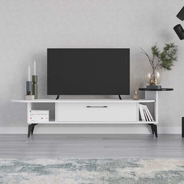 Έπιπλο τηλεόρασης Ada  από μελαμίνη χρώμα λευκό 188x40x42,6εκ.