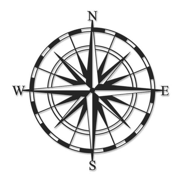 Διακοσμητικό τοίχου Compass  μεταλλικό χρώμα μαύρο 45x2x45εκ.