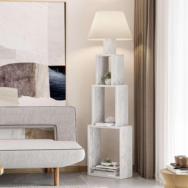 Φωτιστικό δαπέδου Tower  υφασμάτινο - μελαμίνης χρώμα λευκό αντικέ/μπεζ 40x19,8x168εκ.