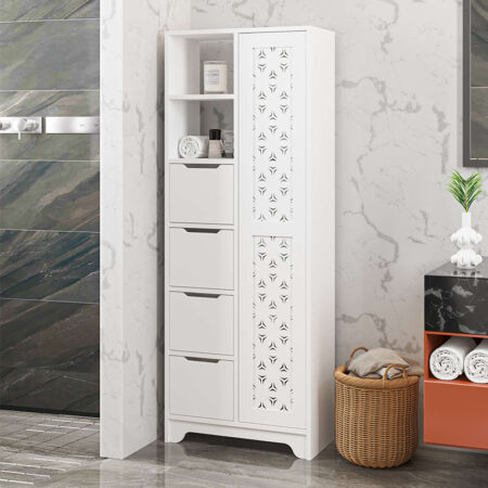 Ντουλάπι κουζίνας/μπάνιου Yada Maxi  από μελαμίνη χρώμα λευκό 65,4x29,6x172,6εκ.
