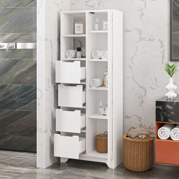 Ντουλάπι κουζίνας/μπάνιου Yada Maxi  από μελαμίνη χρώμα λευκό 65,4x29,6x172,6εκ.
