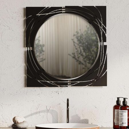 Καθρέπτης τοίχου Hulla  από μέταλλο χρώμα μαύρο 55,6x2x55,6εκ.
