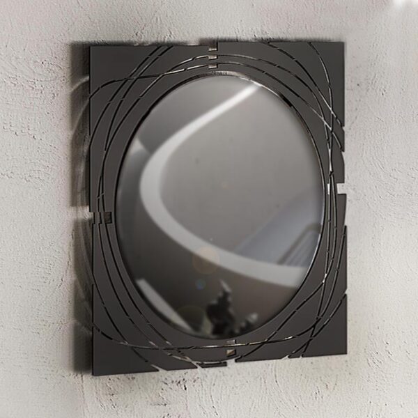 Καθρέπτης τοίχου Hulla  από μέταλλο χρώμα μαύρο 55,6x2x55,6εκ.