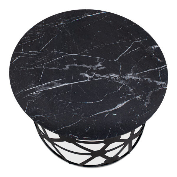Τραπεζάκι σαλονιού Eric  Mdf - μεταλλικό χρώμα μαύρο εφέ μαρμάρου 60x60x37εκ.