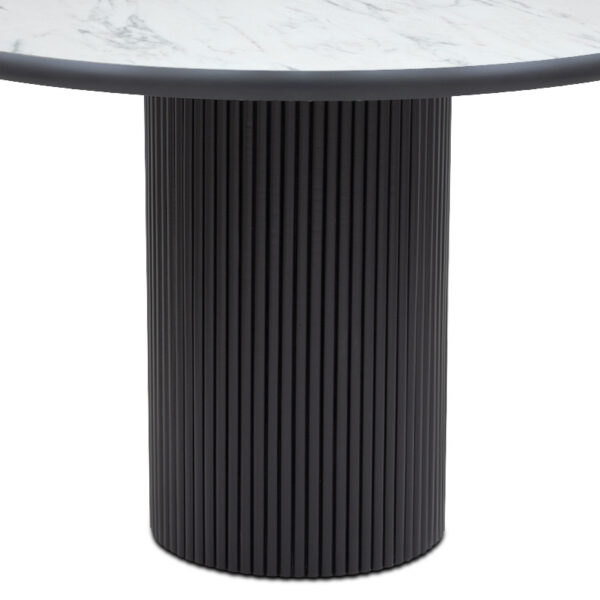 Τραπέζι Borno  χρώμα μαύρο - λευκό εφέ μαρμάρου Ø115x79 εκ.