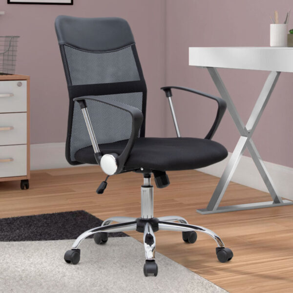 Καρέκλα γραφείου Franco  με ύφασμα Mesh χρώμα μαύρο 59x57x95/105εκ.