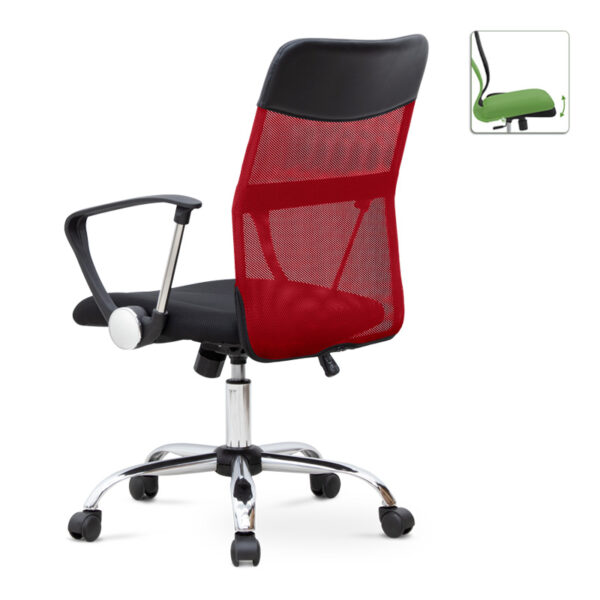 Καρέκλα γραφείου Franco  με ύφασμα Mesh χρώμα κόκκινο - μαύρο 59x57x95/105εκ.