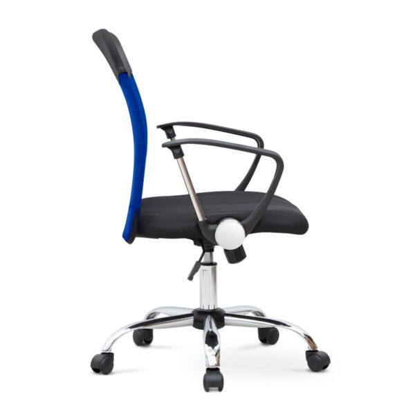 Καρέκλα γραφείου Franco  με ύφασμα Mesh χρώμα μπλε - μαύρο 59x57x95/105εκ.