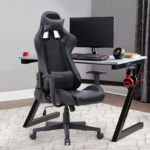 Καρέκλα γραφείου Gaming Alonso  από τεχνόδερμα χρώμα μαύρο 67x70x125/135 εκ.