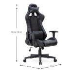 Καρέκλα γραφείου Gaming Alonso  από τεχνόδερμα χρώμα μαύρο 67x70x125/135 εκ.