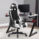 Καρέκλα γραφείου Gaming Alonso  από τεχνόδερμα χρώμα λευκό - μαύρο 67x70x125/135 εκ.